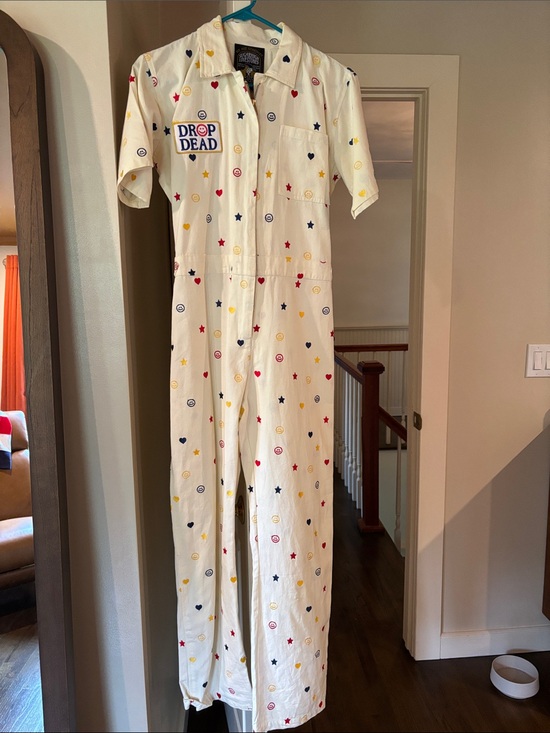 Sugarhigh Lovestoned Pants - Sugarhigh Lovestoned Drop Dead Cream Star & Heart Printed Jumpsuit